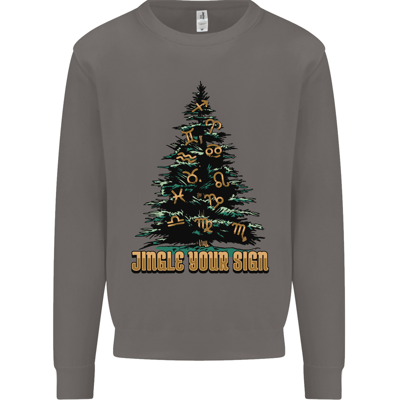 Jingle Your Star Sign Funny Christmas Xmas Mens Sweatshirt Jumper Charcoal