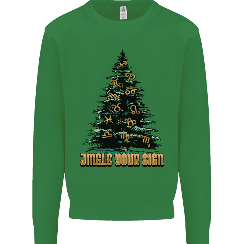 Jingle Your Star Sign Funny Christmas Xmas Mens Sweatshirt Jumper Irish Green