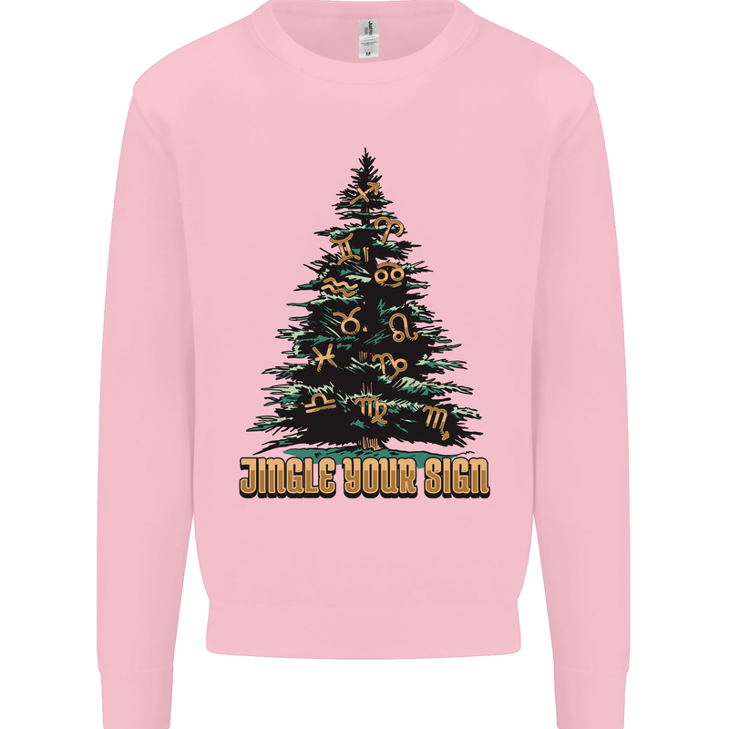 Jingle Your Star Sign Funny Christmas Xmas Mens Sweatshirt Jumper Light Pink