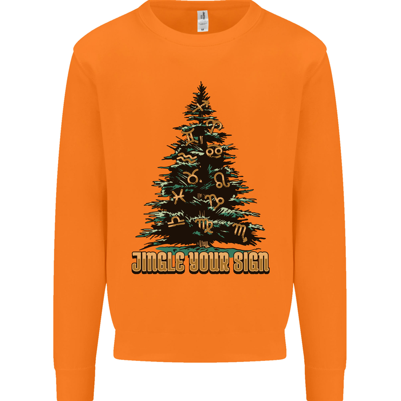Jingle Your Star Sign Funny Christmas Xmas Mens Sweatshirt Jumper Orange