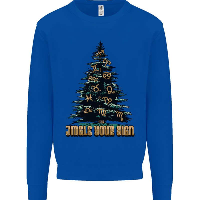 Jingle Your Star Sign Funny Christmas Xmas Mens Sweatshirt Jumper Royal Blue