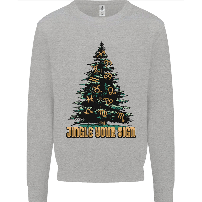 Jingle Your Star Sign Funny Christmas Xmas Mens Sweatshirt Jumper Sports Grey