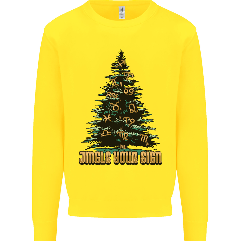Jingle Your Star Sign Funny Christmas Xmas Mens Sweatshirt Jumper Yellow