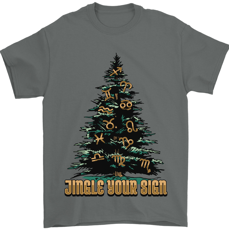 Jingle Your Star Sign Funny Christmas Xmas Mens T-Shirt 100% Cotton Charcoal