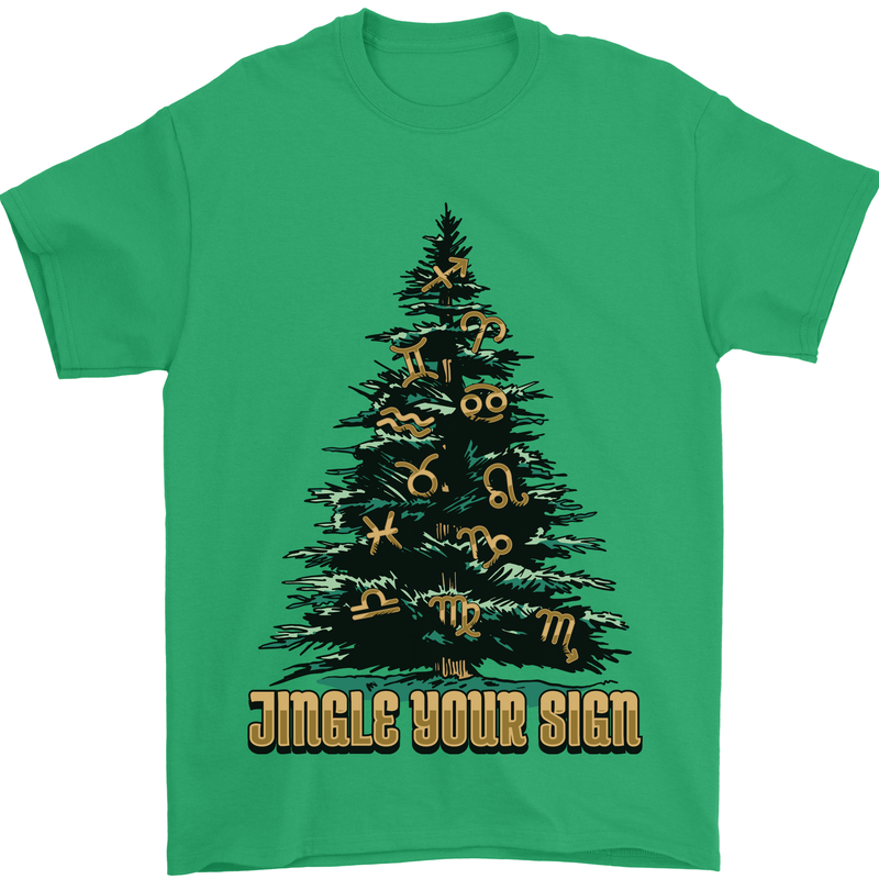 Jingle Your Star Sign Funny Christmas Xmas Mens T-Shirt 100% Cotton Irish Green