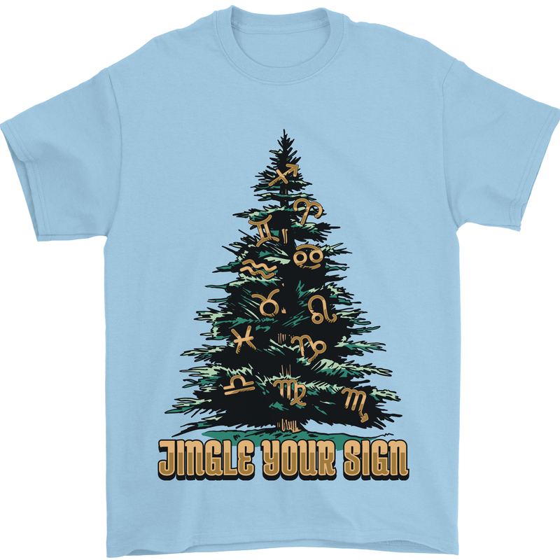 Jingle Your Star Sign Funny Christmas Xmas Mens T-Shirt 100% Cotton Light Blue