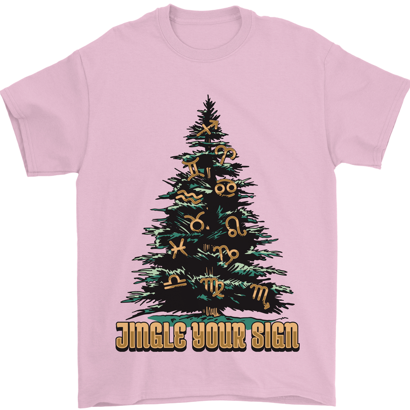 Jingle Your Star Sign Funny Christmas Xmas Mens T-Shirt 100% Cotton Light Pink