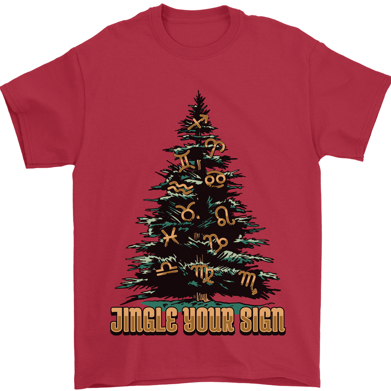 Jingle Your Star Sign Funny Christmas Xmas Mens T-Shirt 100% Cotton Red
