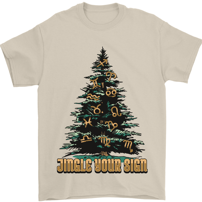 Jingle Your Star Sign Funny Christmas Xmas Mens T-Shirt 100% Cotton Sand