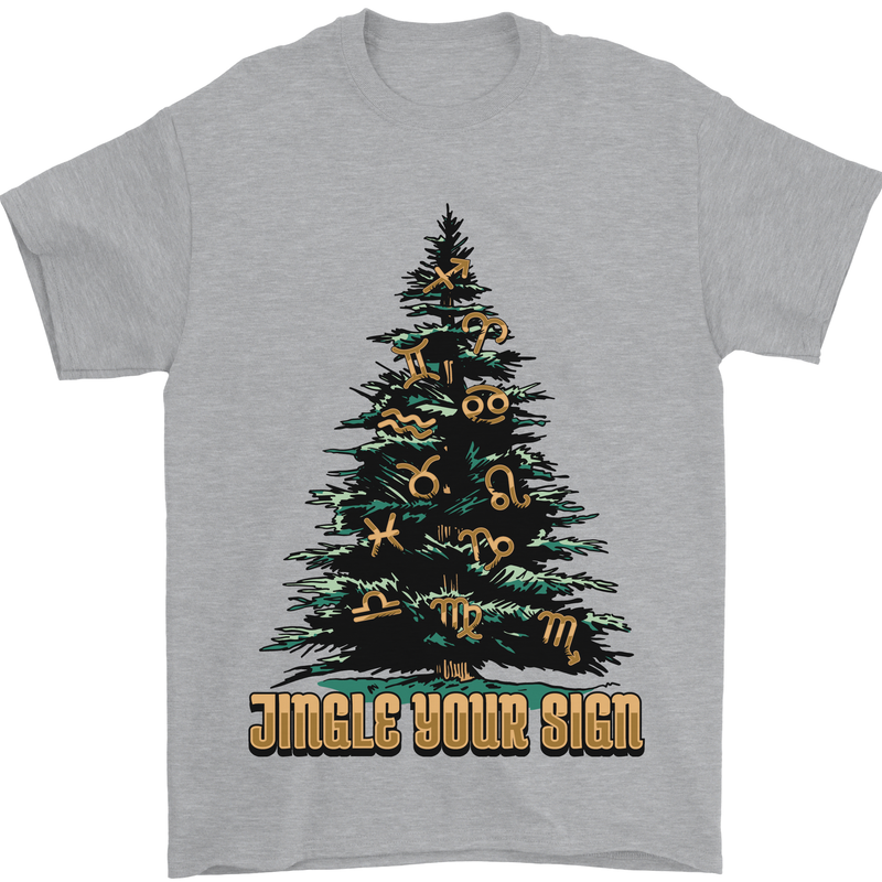 Jingle Your Star Sign Funny Christmas Xmas Mens T-Shirt 100% Cotton Sports Grey