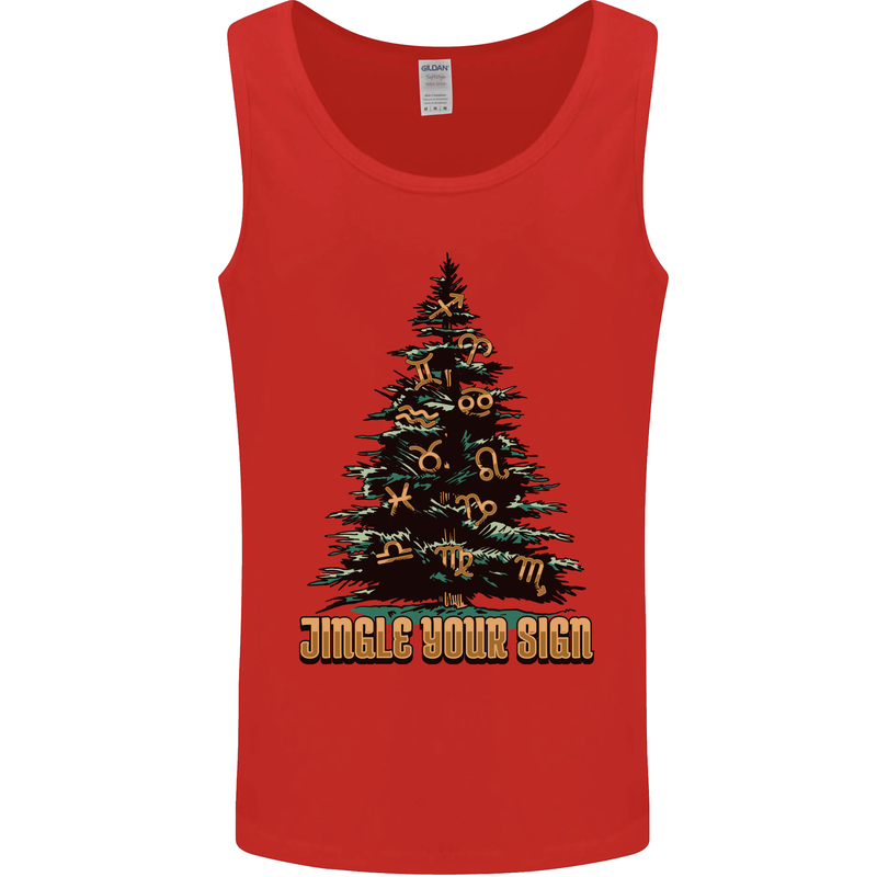 Jingle Your Star Sign Funny Christmas Xmas Mens Vest Tank Top Red