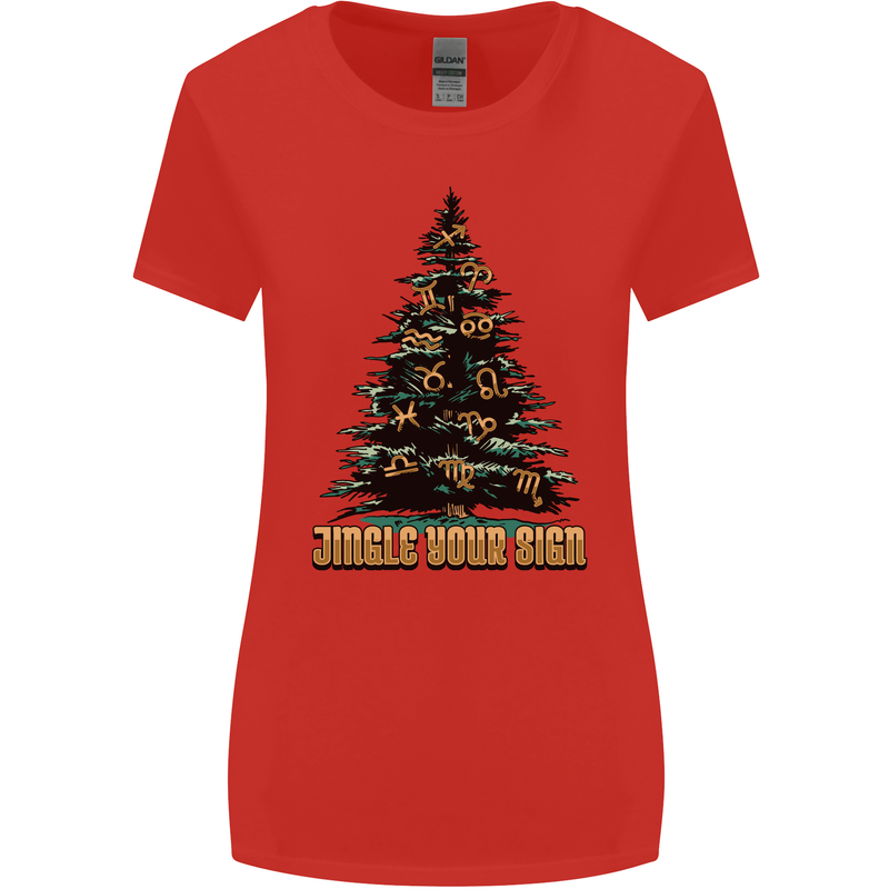 Jingle Your Star Sign Funny Christmas Xmas Womens Wider Cut T-Shirt Red