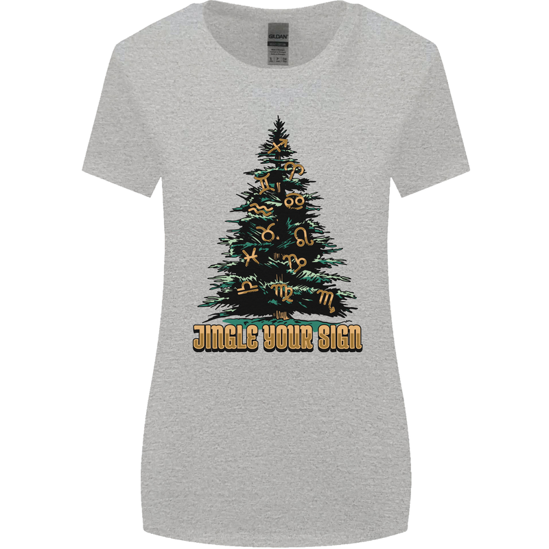 Jingle Your Star Sign Funny Christmas Xmas Womens Wider Cut T-Shirt Sports Grey
