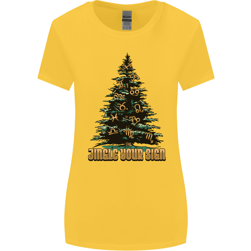 Jingle Your Star Sign Funny Christmas Xmas Womens Wider Cut T-Shirt Yellow