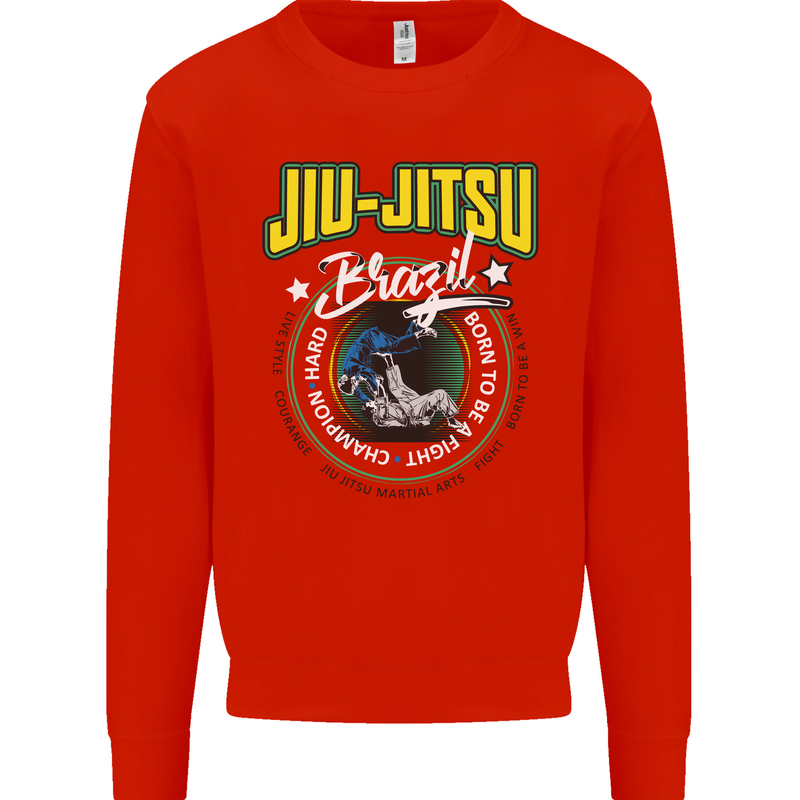 Jiu Jitsu Brazilian MMA Mixed Martial Arts Kids Sweatshirt Jumper Bright Red