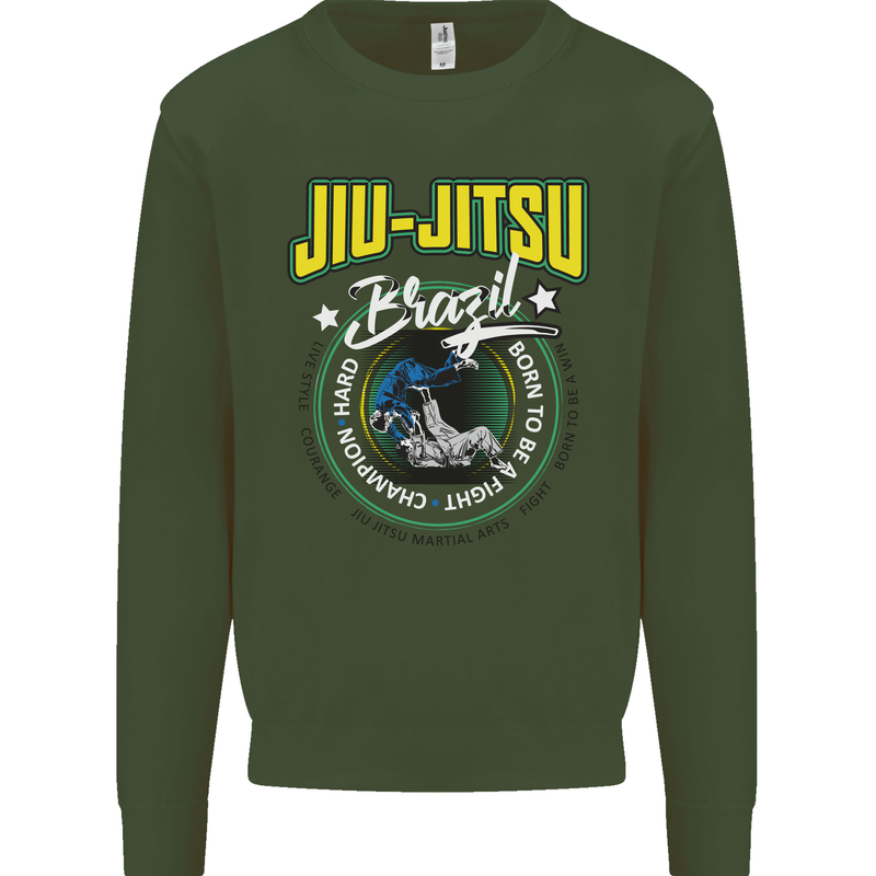Jiu Jitsu Brazilian MMA Mixed Martial Arts Kids Sweatshirt Jumper Forest Green