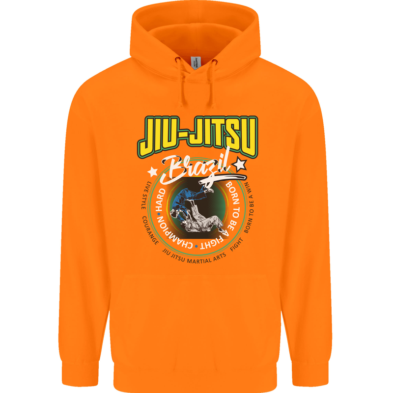 Jiu Jitsu Brazilian MMA Mixed Martial Arts Mens 80% Cotton Hoodie Orange