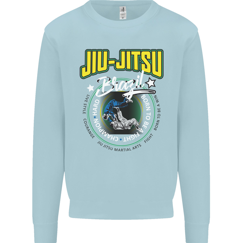 Jiu Jitsu Brazilian MMA Mixed Martial Arts Mens Sweatshirt Jumper Light Blue