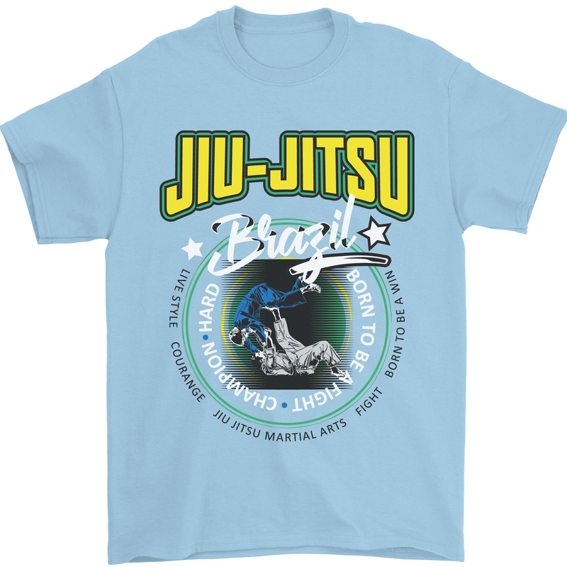 Jiu Jitsu Brazilian MMA Mixed Martial Arts Mens T-Shirt Cotton Gildan Light Blue
