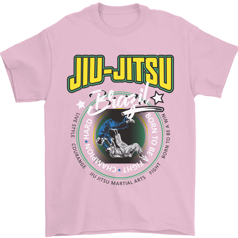 Jiu Jitsu Brazilian MMA Mixed Martial Arts Mens T-Shirt Cotton Gildan Light Pink