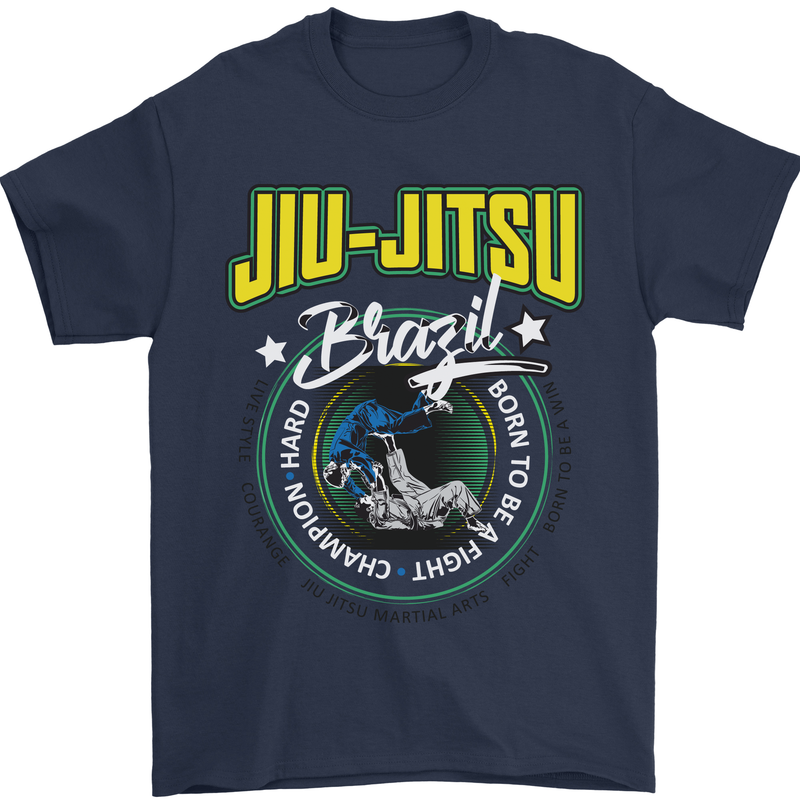 Jiu Jitsu Brazilian MMA Mixed Martial Arts Mens T-Shirt Cotton Gildan Navy Blue