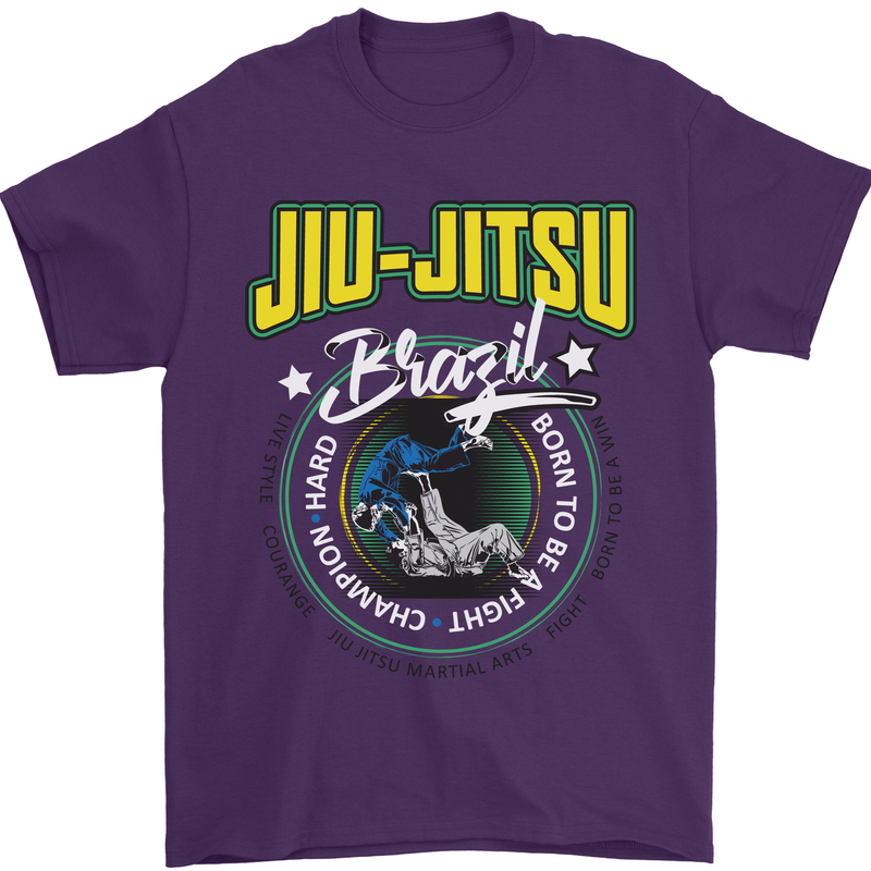 Jiu Jitsu Brazilian MMA Mixed Martial Arts Mens T-Shirt Cotton Gildan Purple
