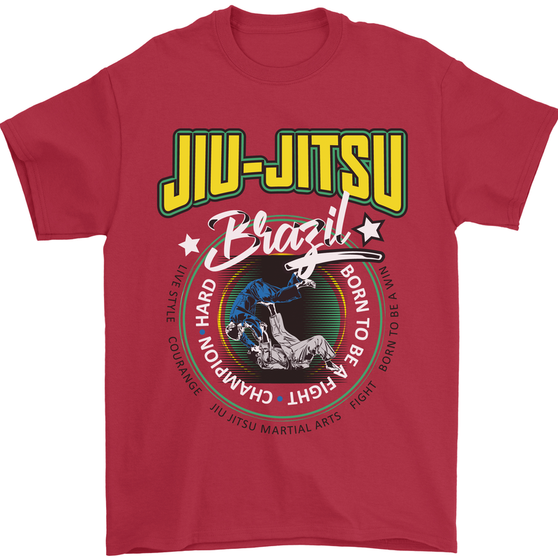 Jiu Jitsu Brazilian MMA Mixed Martial Arts Mens T-Shirt Cotton Gildan Red