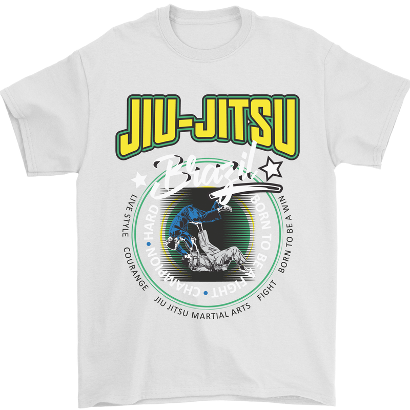 Jiu Jitsu Brazilian MMA Mixed Martial Arts Mens T-Shirt Cotton Gildan White
