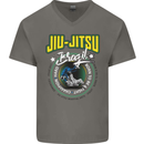 Jiu Jitsu Brazilian MMA Mixed Martial Arts Mens V-Neck Cotton T-Shirt Charcoal
