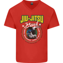 Jiu Jitsu Brazilian MMA Mixed Martial Arts Mens V-Neck Cotton T-Shirt Red