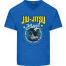 Jiu Jitsu Brazilian MMA Mixed Martial Arts Mens V-Neck Cotton T-Shirt Royal Blue
