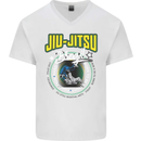 Jiu Jitsu Brazilian MMA Mixed Martial Arts Mens V-Neck Cotton T-Shirt White