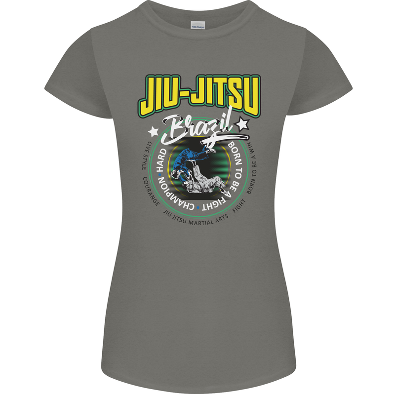 Jiu Jitsu Brazilian MMA Mixed Martial Arts Womens Petite Cut T-Shirt Charcoal