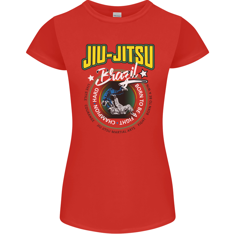 Jiu Jitsu Brazilian MMA Mixed Martial Arts Womens Petite Cut T-Shirt Red