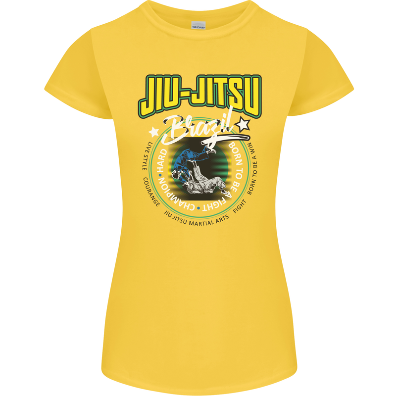 Jiu Jitsu Brazilian MMA Mixed Martial Arts Womens Petite Cut T-Shirt Yellow