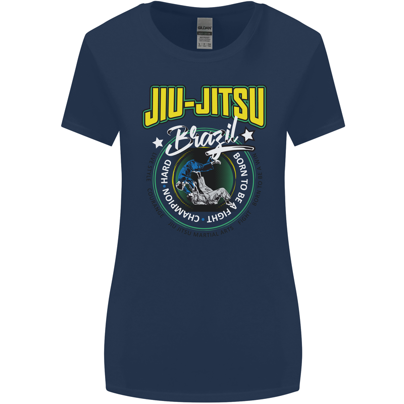 Jiu Jitsu Brazilian MMA Mixed Martial Arts Womens Wider Cut T-Shirt Navy Blue