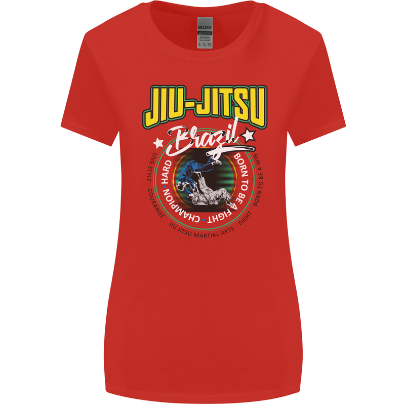 Jiu Jitsu Brazilian MMA Mixed Martial Arts Womens Wider Cut T-Shirt Red
