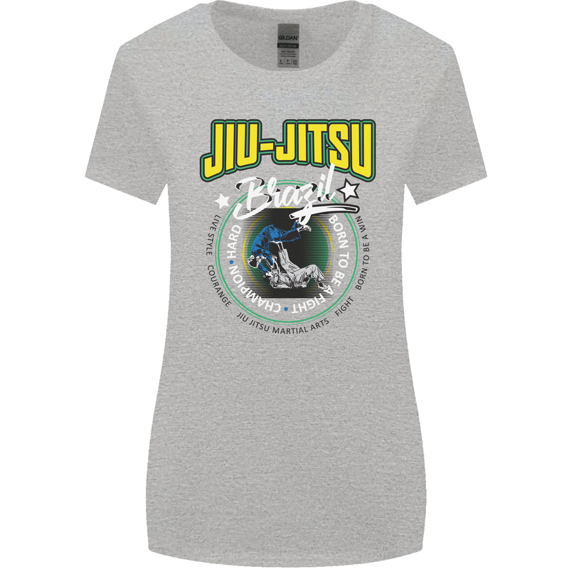 Jiu Jitsu Brazilian MMA Mixed Martial Arts Womens Wider Cut T-Shirt Sports Grey