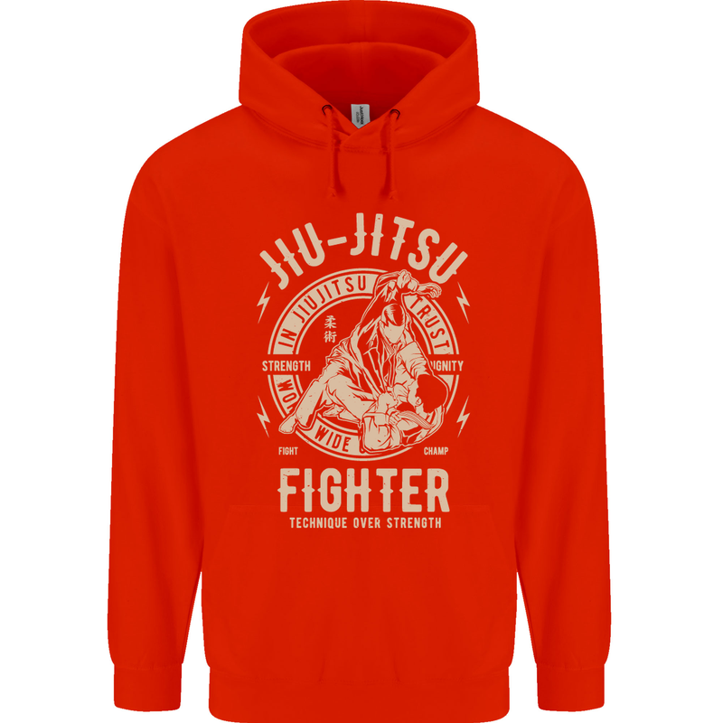 Jiu Jitsu Fighter Mixed Martial Arts MMA Childrens Kids Hoodie Bright Red