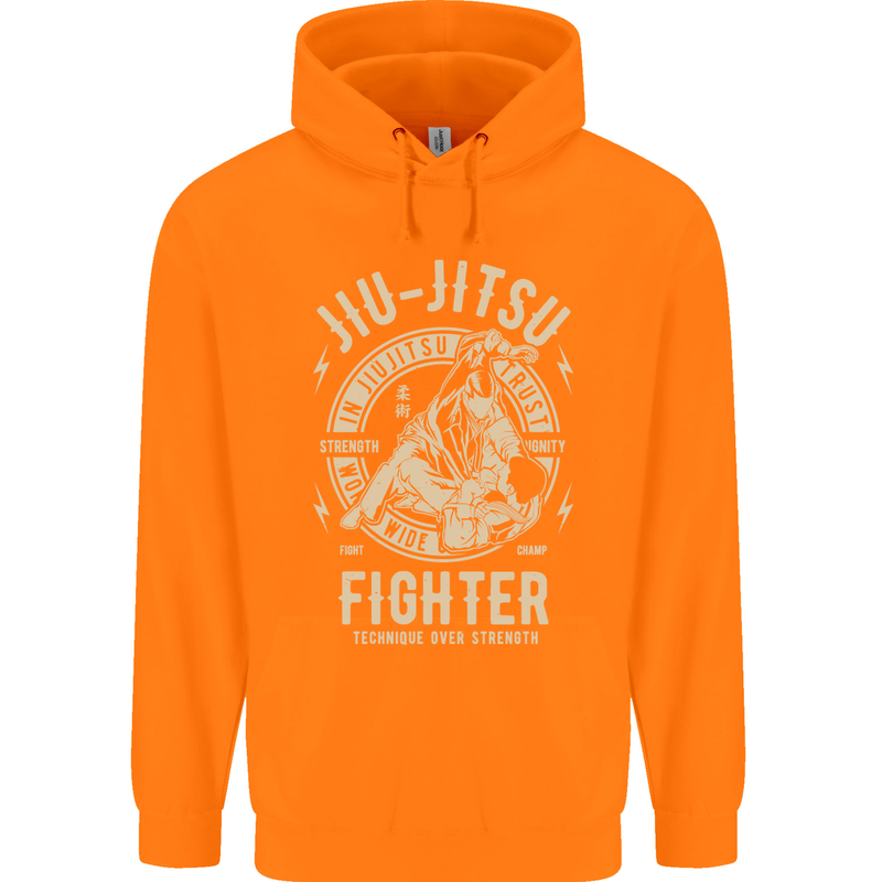 Jiu Jitsu Fighter Mixed Martial Arts MMA Childrens Kids Hoodie Orange