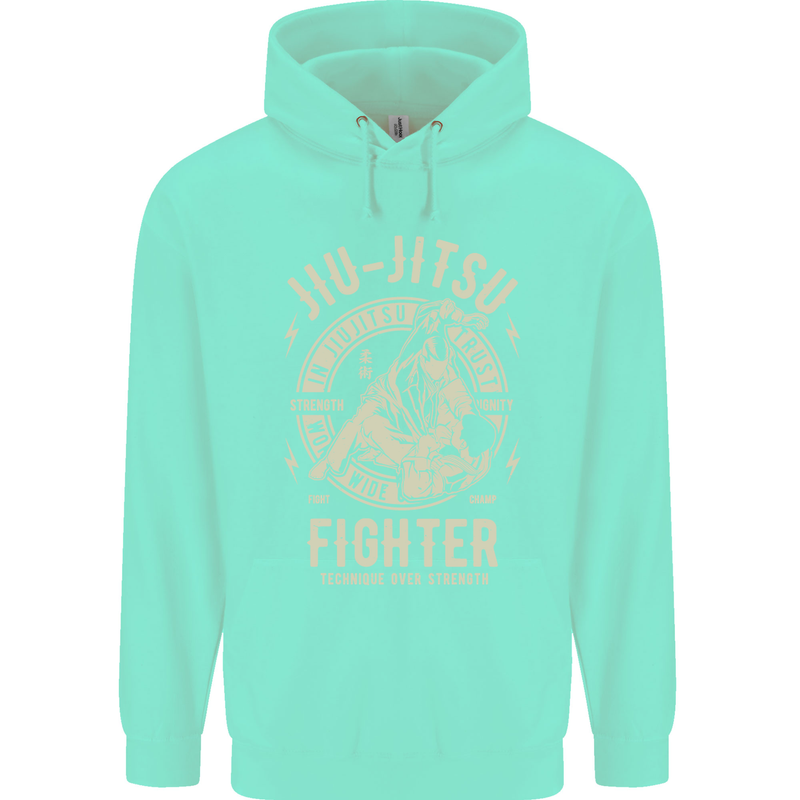 Jiu Jitsu Fighter Mixed Martial Arts MMA Childrens Kids Hoodie Peppermint