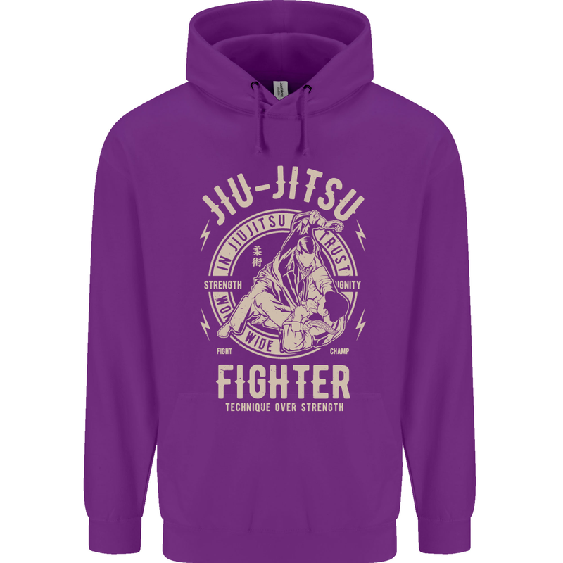 Jiu Jitsu Fighter Mixed Martial Arts MMA Childrens Kids Hoodie Purple