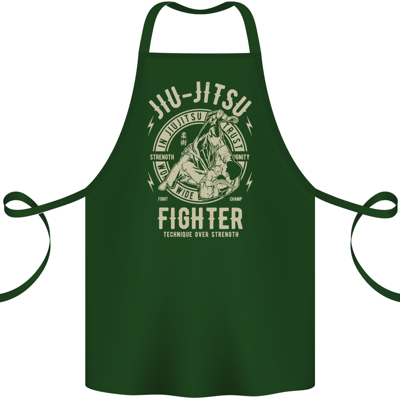 Jiu Jitsu Fighter Mixed Martial Arts MMA Cotton Apron 100% Organic Forest Green