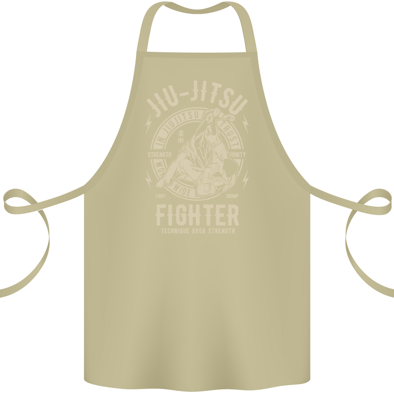 Jiu Jitsu Fighter Mixed Martial Arts MMA Cotton Apron 100% Organic Khaki