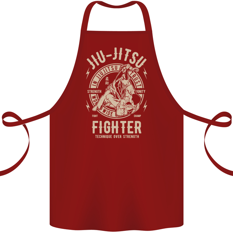 Jiu Jitsu Fighter Mixed Martial Arts MMA Cotton Apron 100% Organic Maroon