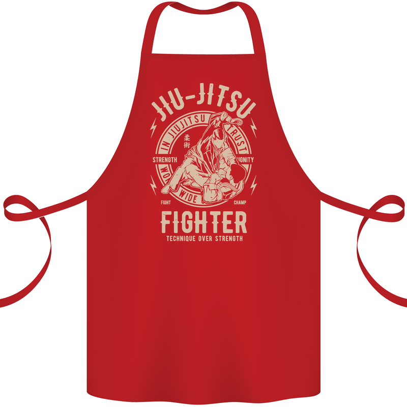 Jiu Jitsu Fighter Mixed Martial Arts MMA Cotton Apron 100% Organic Red