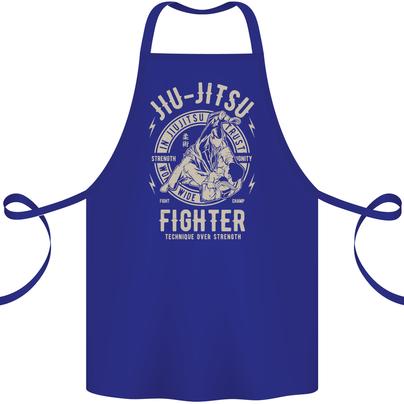 Jiu Jitsu Fighter Mixed Martial Arts MMA Cotton Apron 100% Organic Royal Blue
