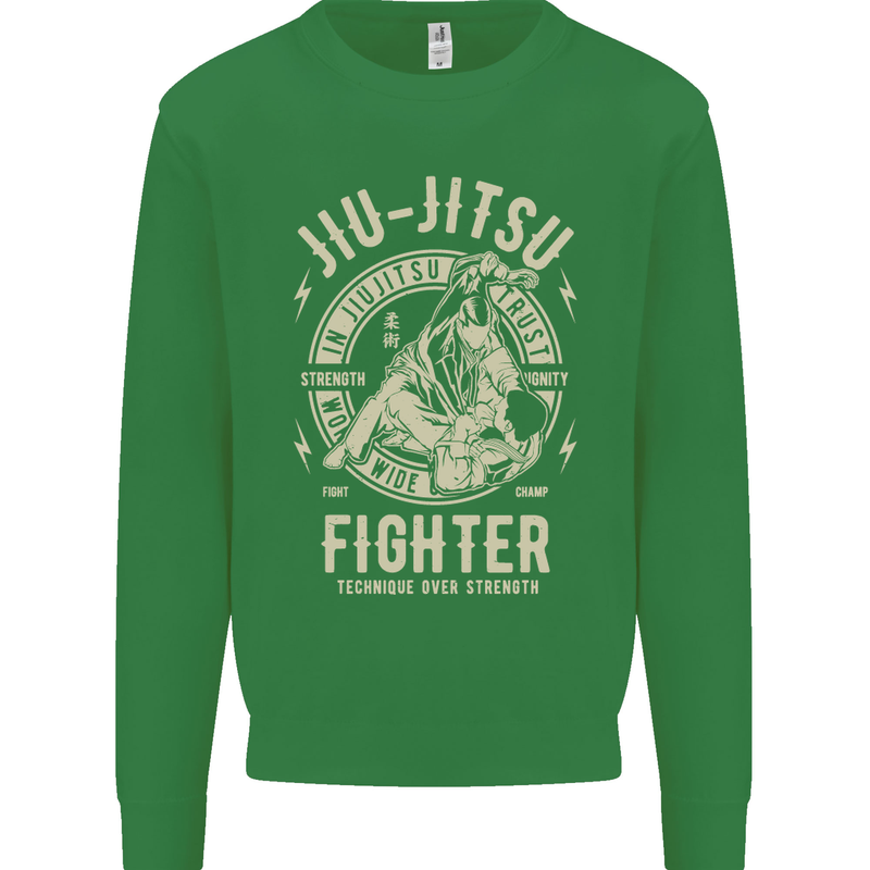 Jiu Jitsu Fighter Mixed Martial Arts MMA Kids Sweatshirt Jumper Irish Green