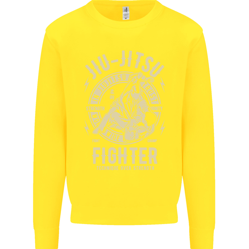 Jiu Jitsu Fighter Mixed Martial Arts MMA Kids Sweatshirt Jumper Yellow