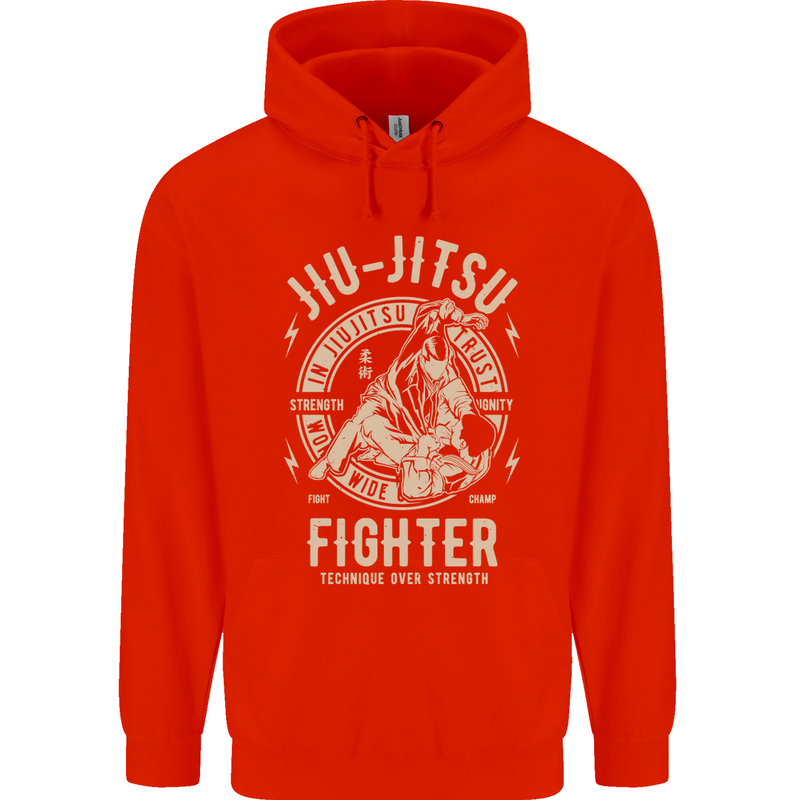 Jiu Jitsu Fighter Mixed Martial Arts MMA Mens 80% Cotton Hoodie Bright Red